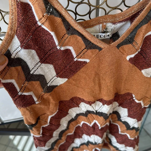 Lucca metallic brown 1970’s retro vibe style knit tank top size medium - Picture 9 of 12